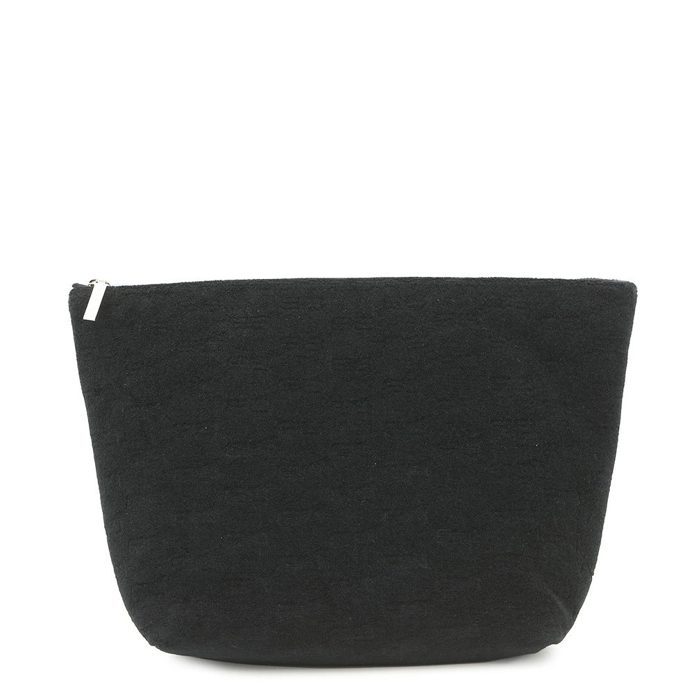 Balenciaga Clutch Bag Monogram Pile Pouch Black